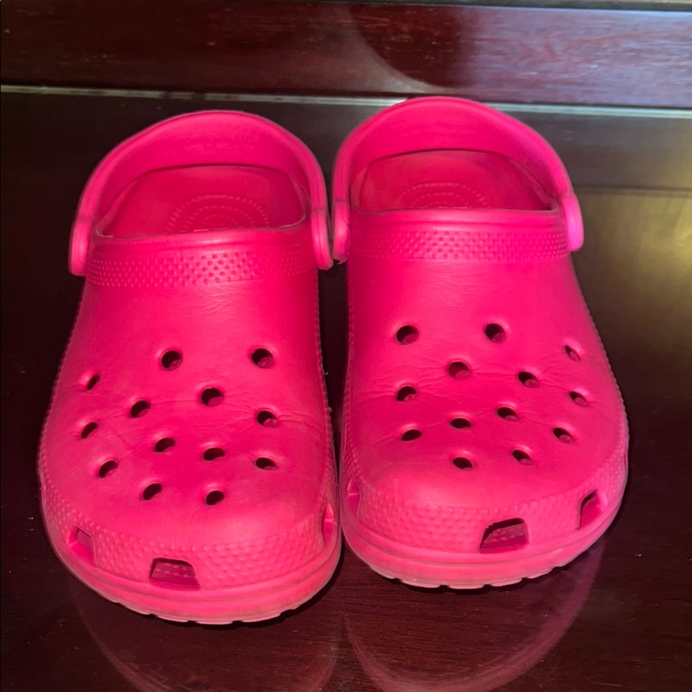 CROCS Pink Platform Shoes with Perforated Design